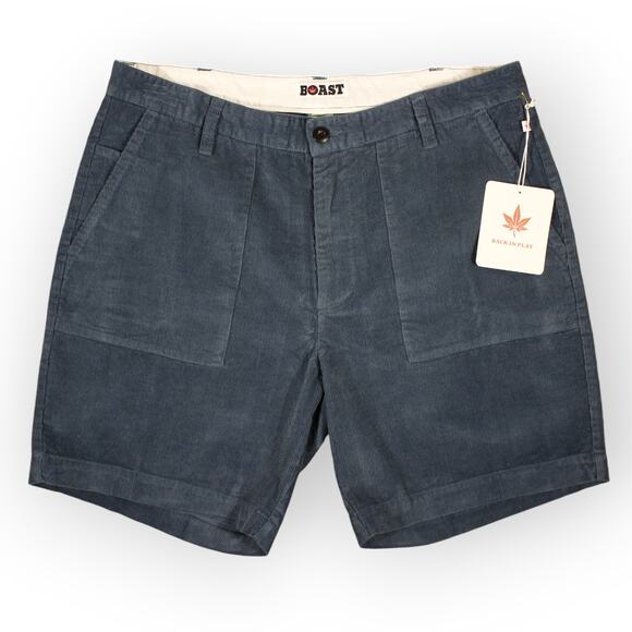 BOAST USA Mens 36 Patch Pocket Corduroy Short Blue NWT 7.5" Inseam - Picture 9 of 10